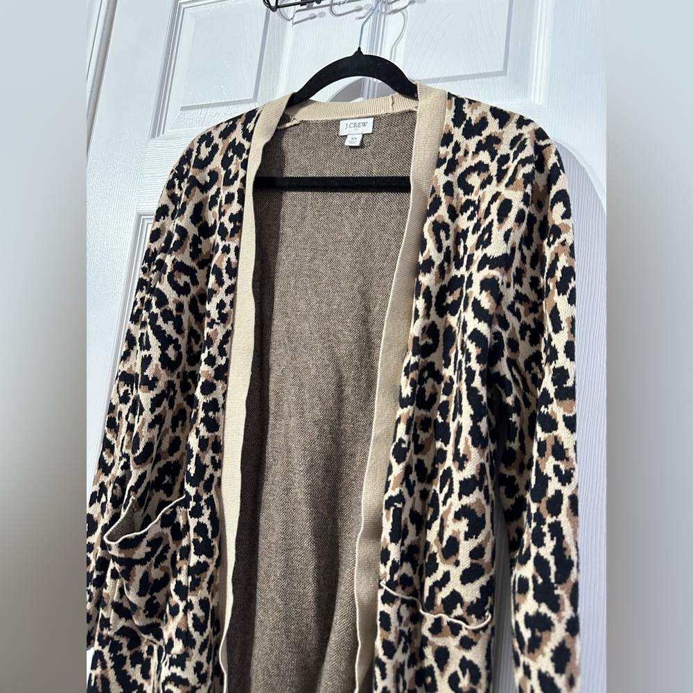 J. Crew Leopard Print Cardigan - Tan and Black (XS) - Picture 5 of 14
